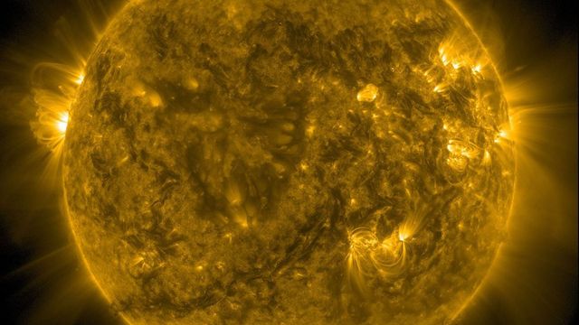 The Sun in extreme ultraviolet light, imaged by NASA's Solar Dynamics Observatory
