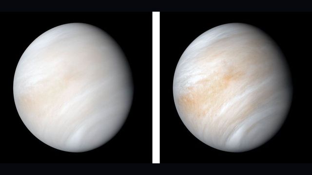 Two ultraviolet views of Venus's cloud-covered globe from NASA's Mariner 10 spacecraft
